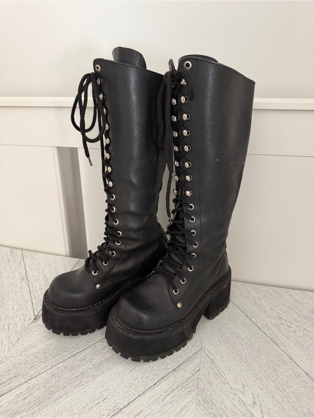 Bed Stu | Platform Black Goth Stompers - Size 6